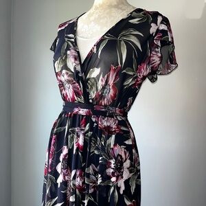 Alexa B Nites Navy Floral Sheer Chiffon Nightgown